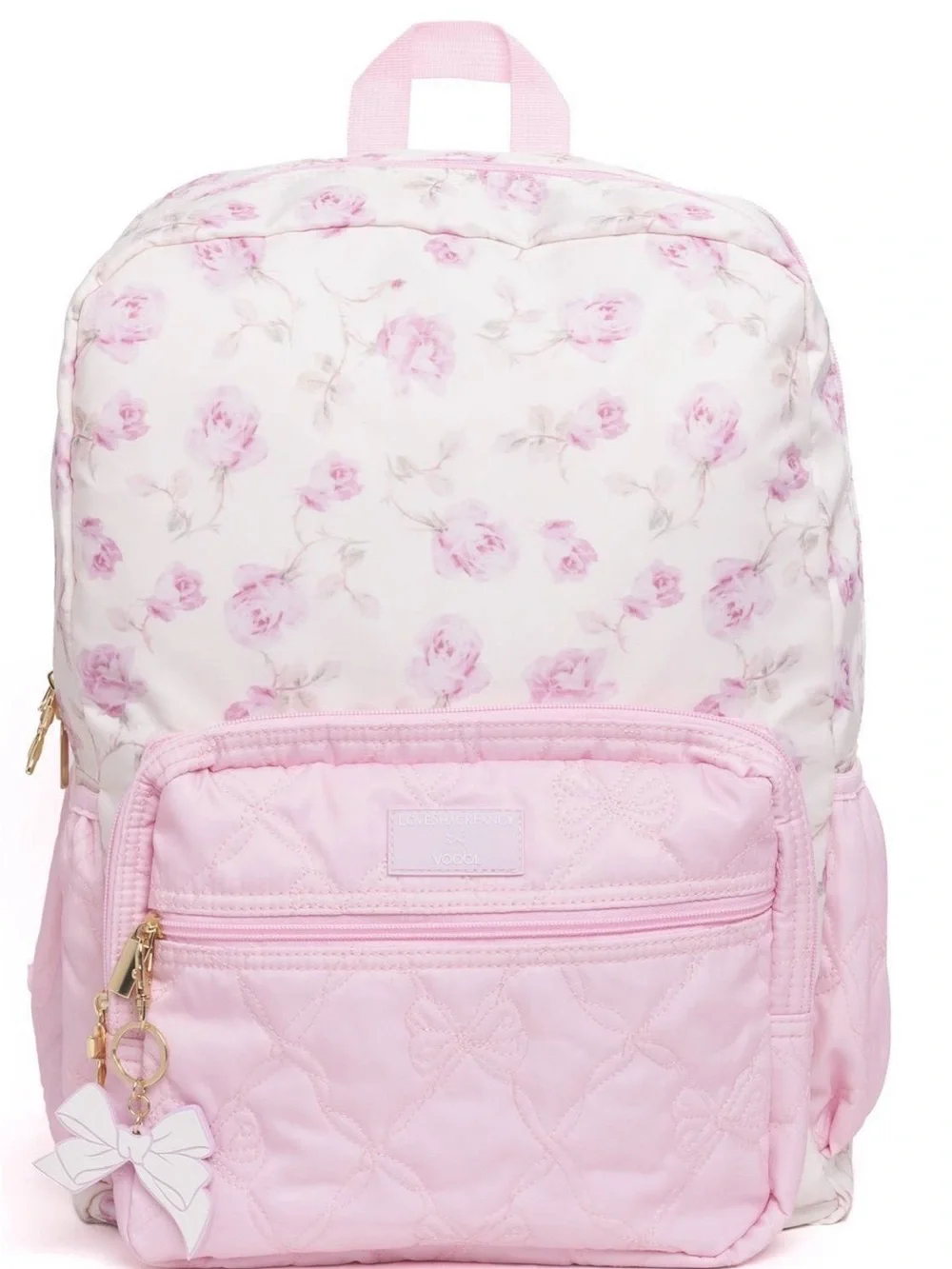 LoveShackFancy Pink Floral Quilted Kids Backpack
